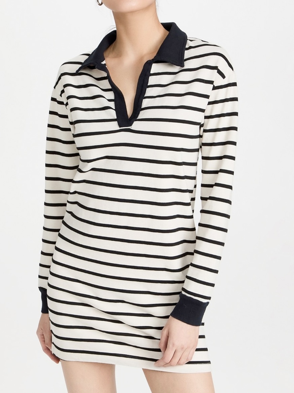 Monrow Stripe Relaxed Polo Dress
